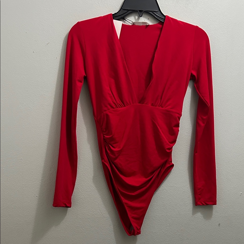 Zara Vibrant Red Long Sleeve Bodysuit